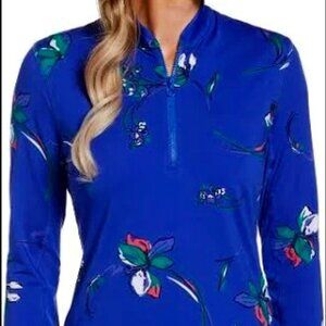 PGA Tour Golf Women's Large Floral Print 1/4 Zip Pullover